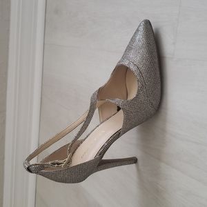 Marc Fisher Silver Glitter Pointed Slingback Stiletto